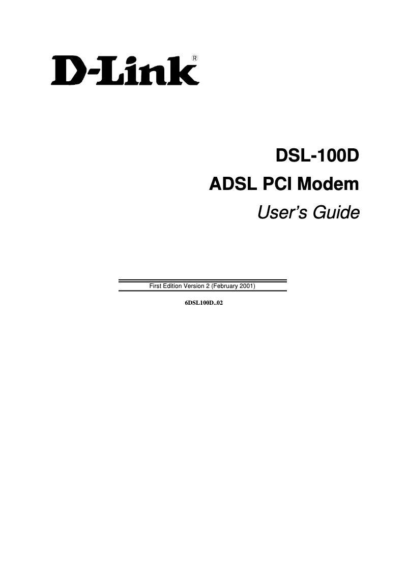Page 1 de la notice Manuel utilisateur D-Link DSL-100D
