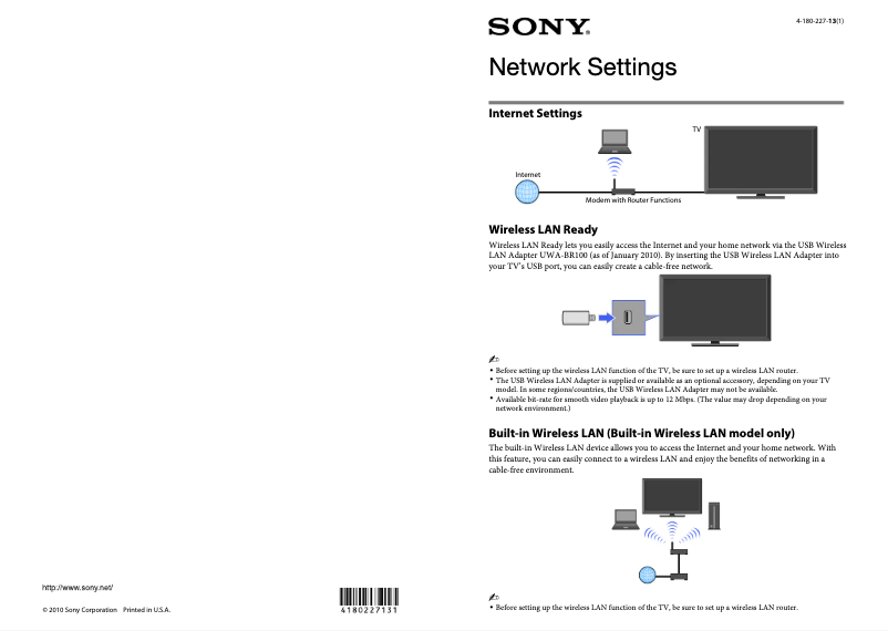 Page 1 de la notice Mode d'emploi Sony KDL-22EX308
