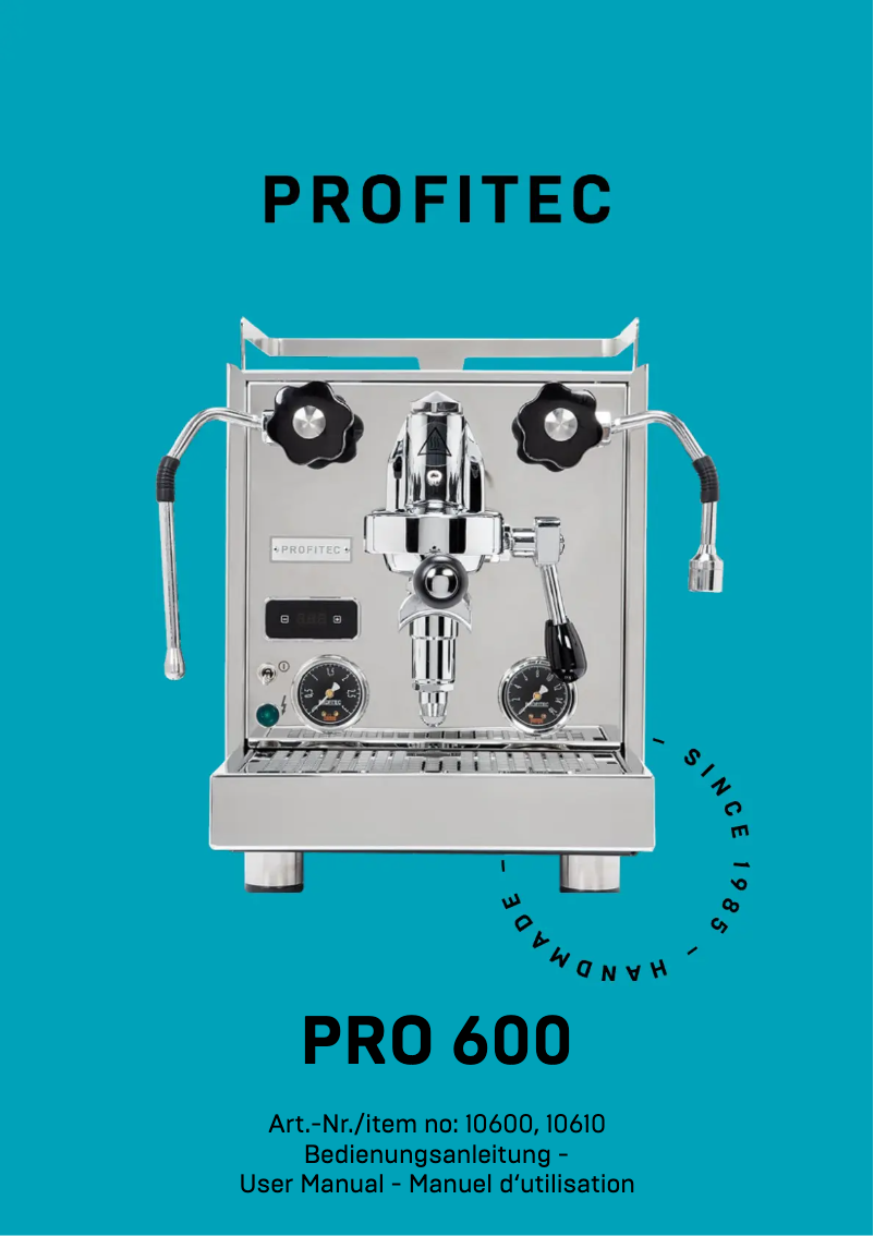 Page n°1 - Manuel utilisateur Profitec Pro 600