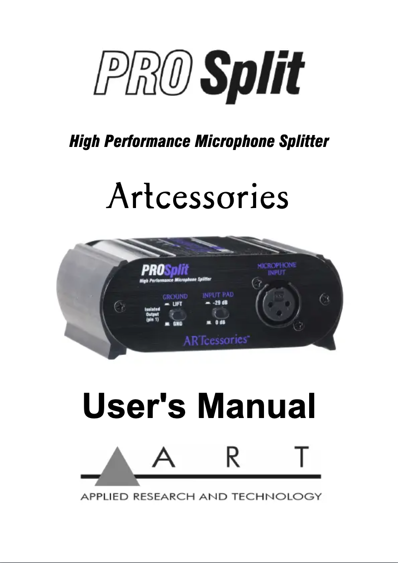 Page 1 de la notice Manuel utilisateur ART ProSplit