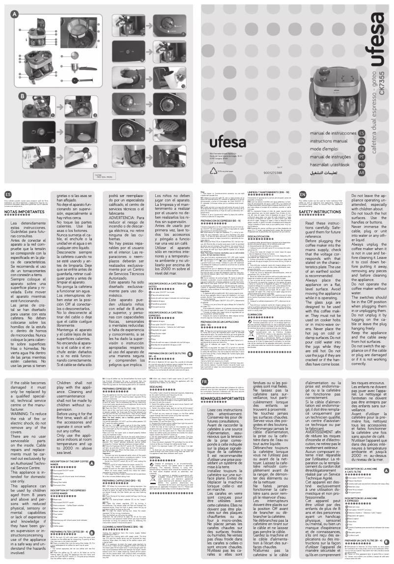 Page n°1 - Manuel utilisateur Ufesa CK7355