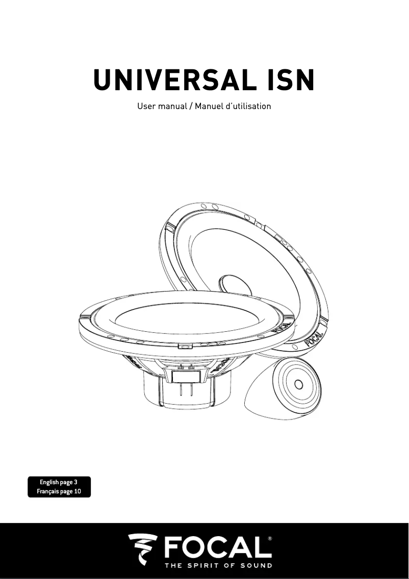 Page 1 de la notice Manuel utilisateur Focal Universal ISN 130