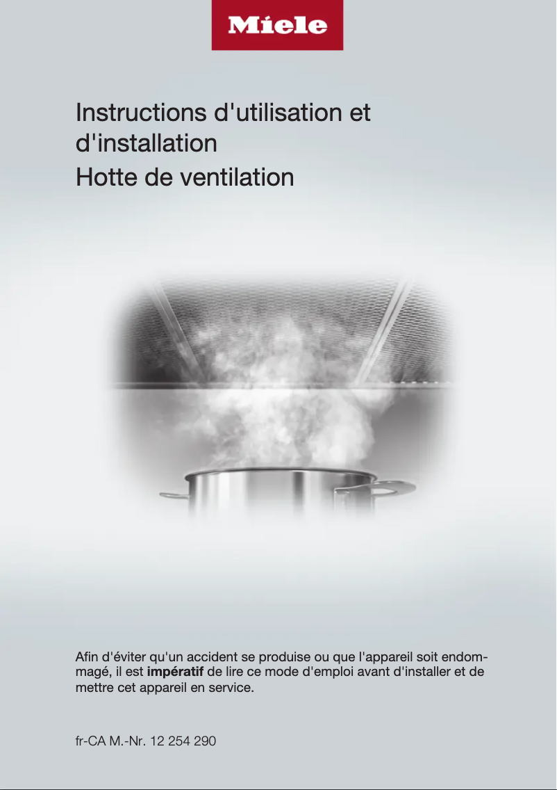 Page 1 de la notice Manuel utilisateur Miele DA 399-7 Classic