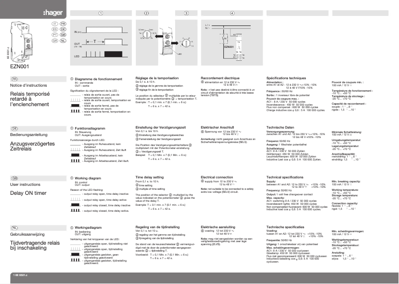 Page n°1 - Manuel utilisateur Hager EZN001