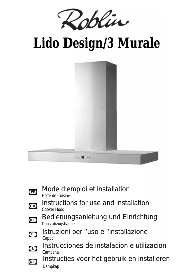 Page n°1 - Manuel utilisateur Roblin Lido Design /3900