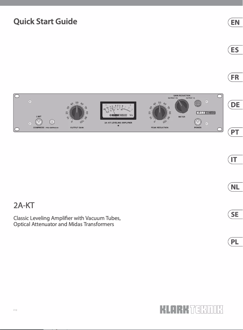 Page 1 de la notice Guide de démarrage rapide Klark Teknik 2A-KT