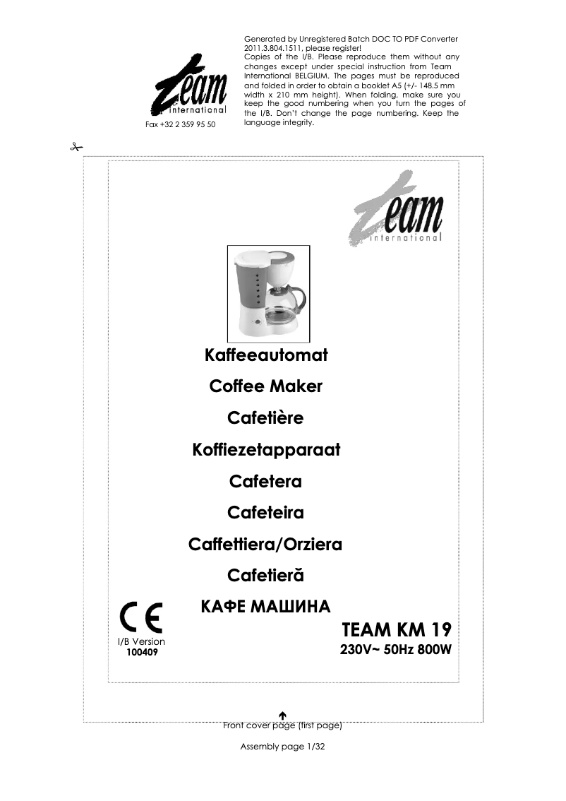 Page n°1 - Manuel utilisateur Team KM 19
