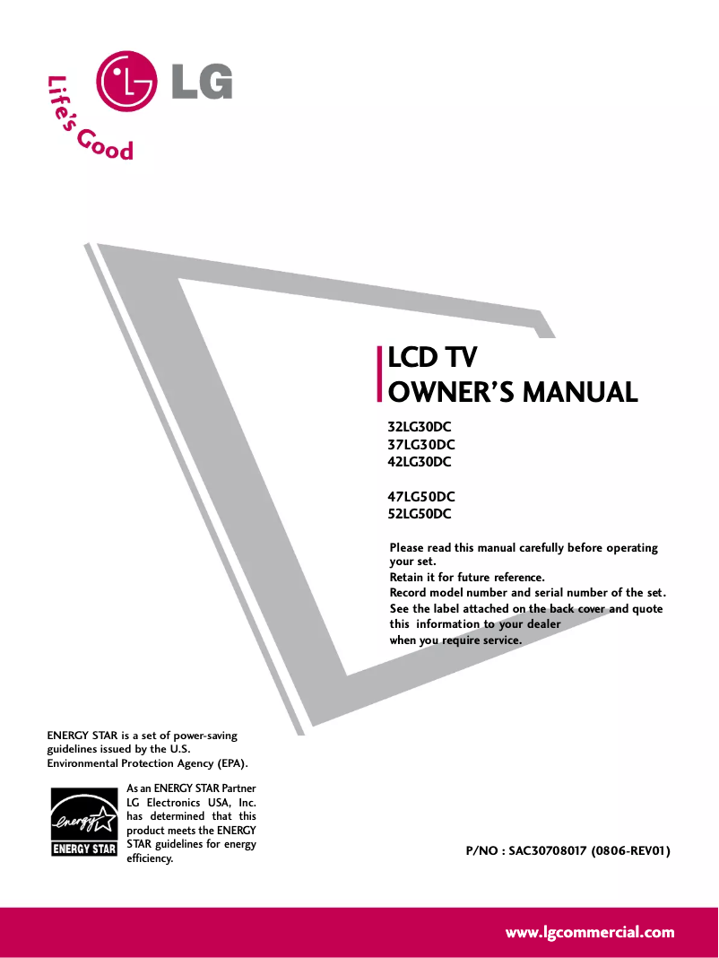 Image de la première page du manuel de l'appareil 42LG30DC