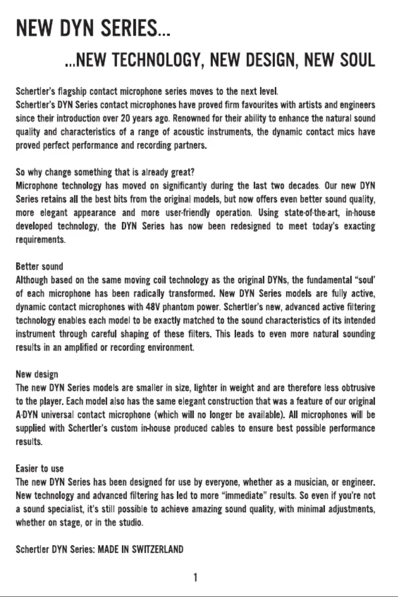 Page 1 de la notice Manuel utilisateur Schertler DYN-B P48