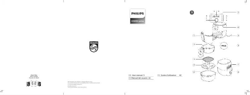 Page 1 de la notice Manuel utilisateur Philips Avance Collection Airfryer XXL HD9654