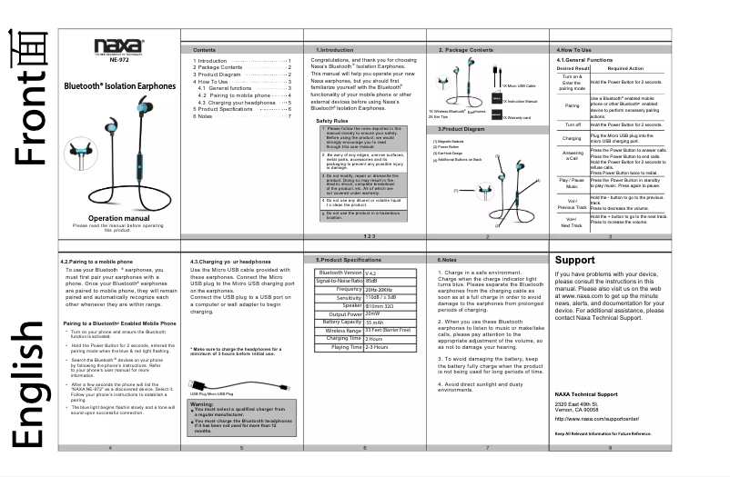 Page n°1 - Manuel utilisateur Naxa NE-972