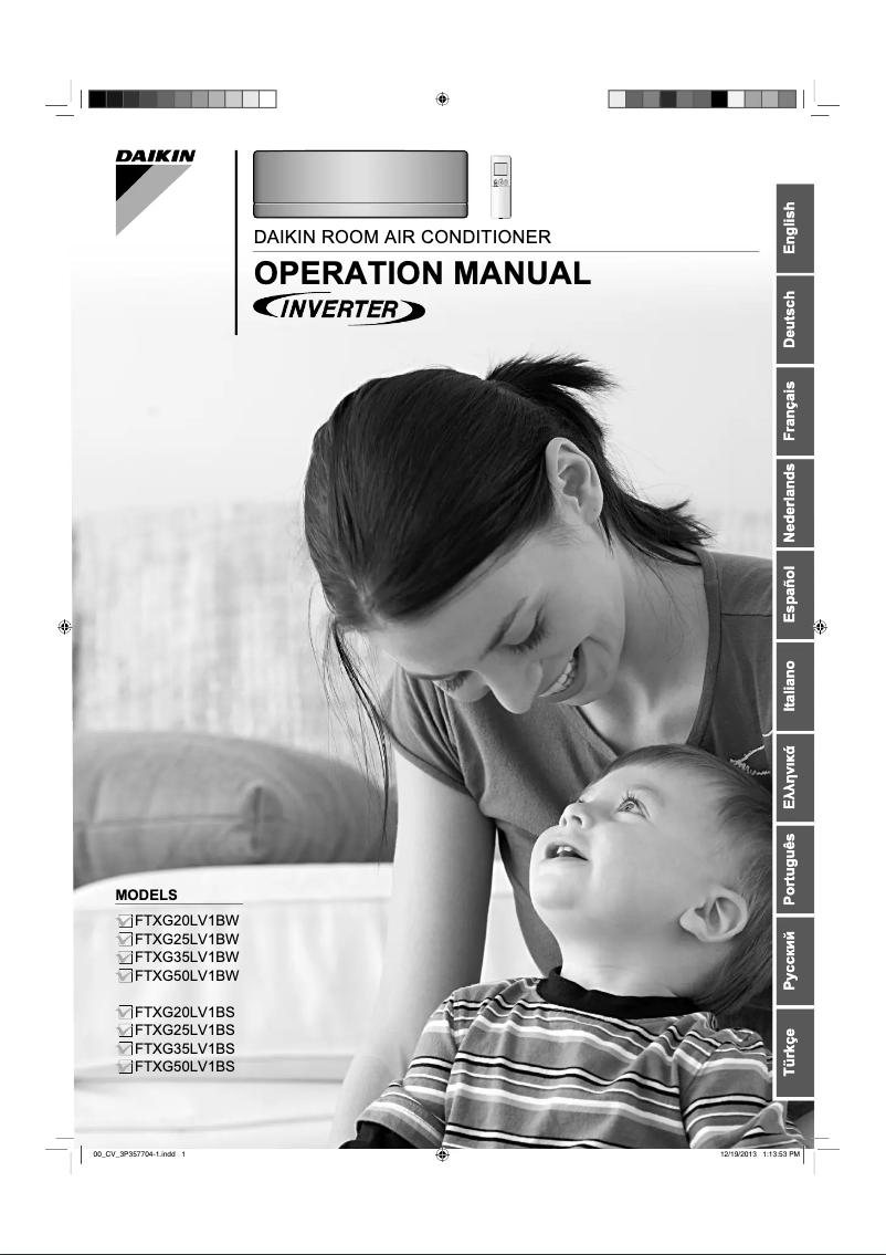 Image de la première page du manuel de l'appareil Inverter FTXG25LV1BS