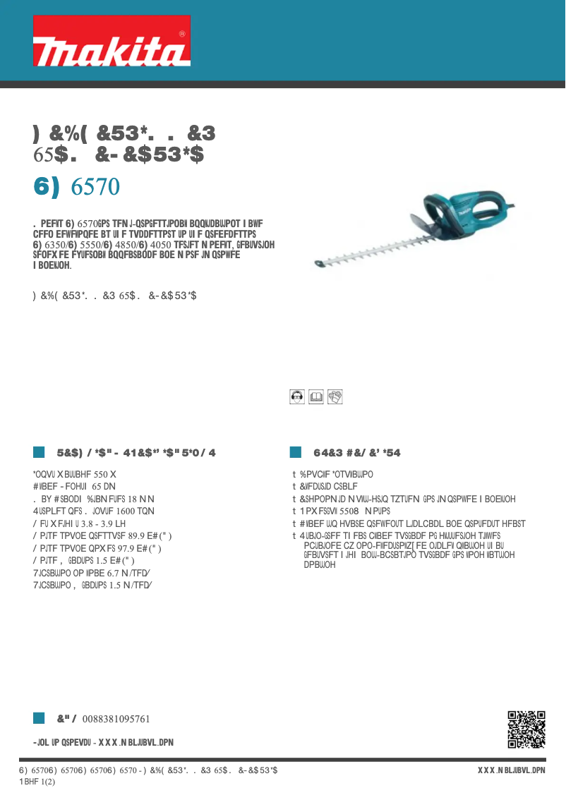 Page n°1 - Fiche technique Makita UH6570