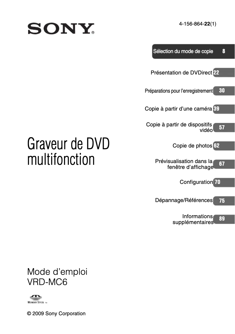 Página 1 del manual Manual de usuario Sony VRD-MC6