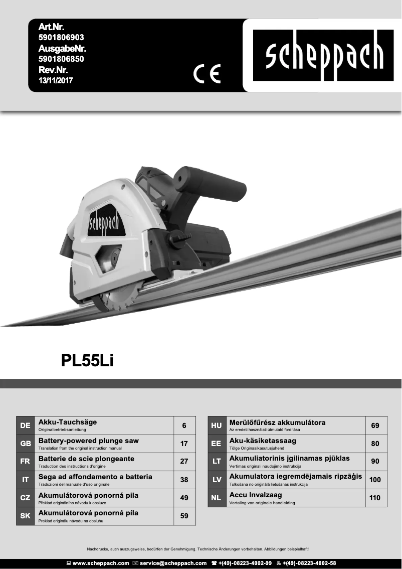 Image de la première page du manuel de l'appareil PL55Li