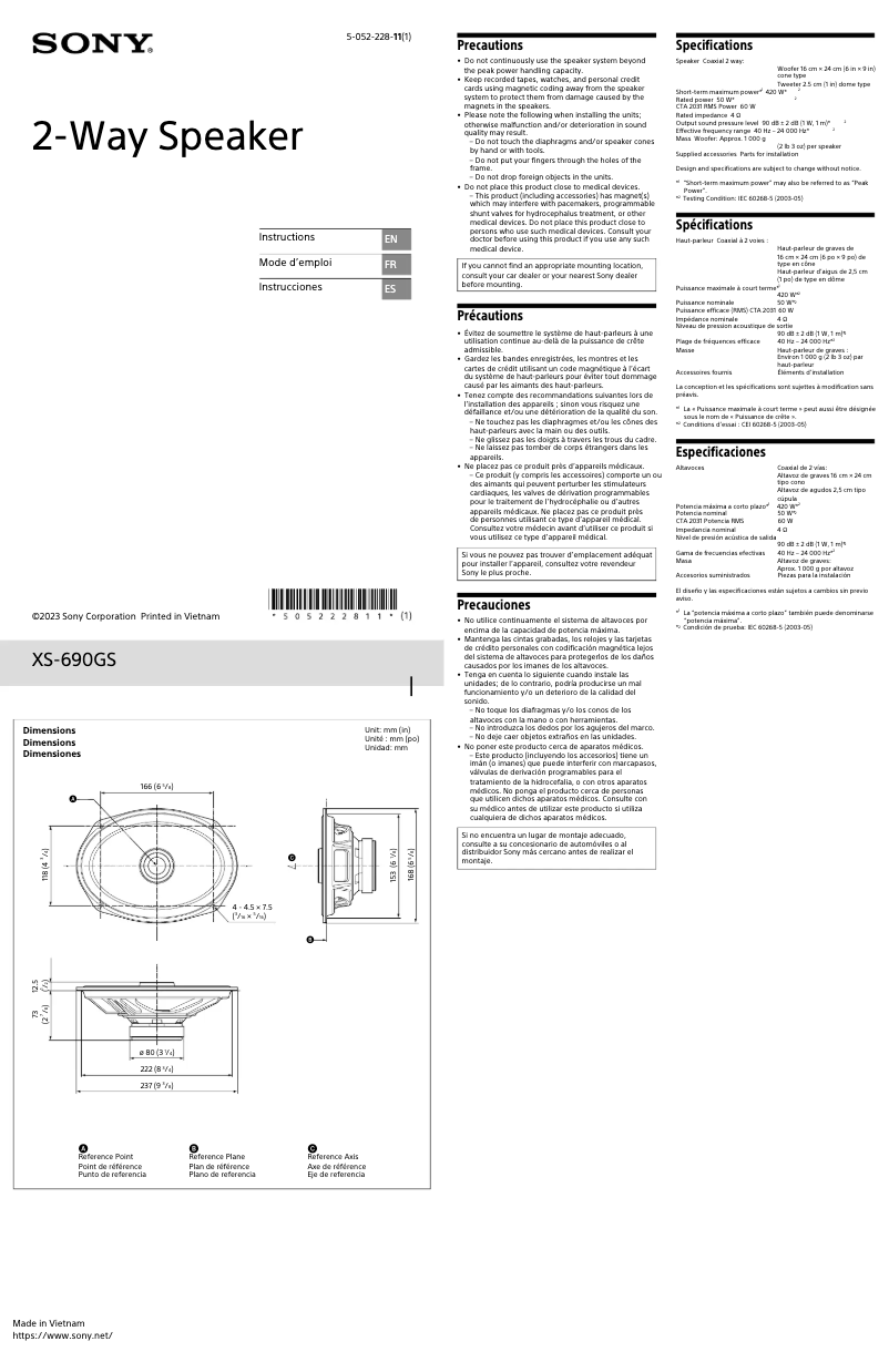 Image de la première page du manuel de l'appareil XS-690GS