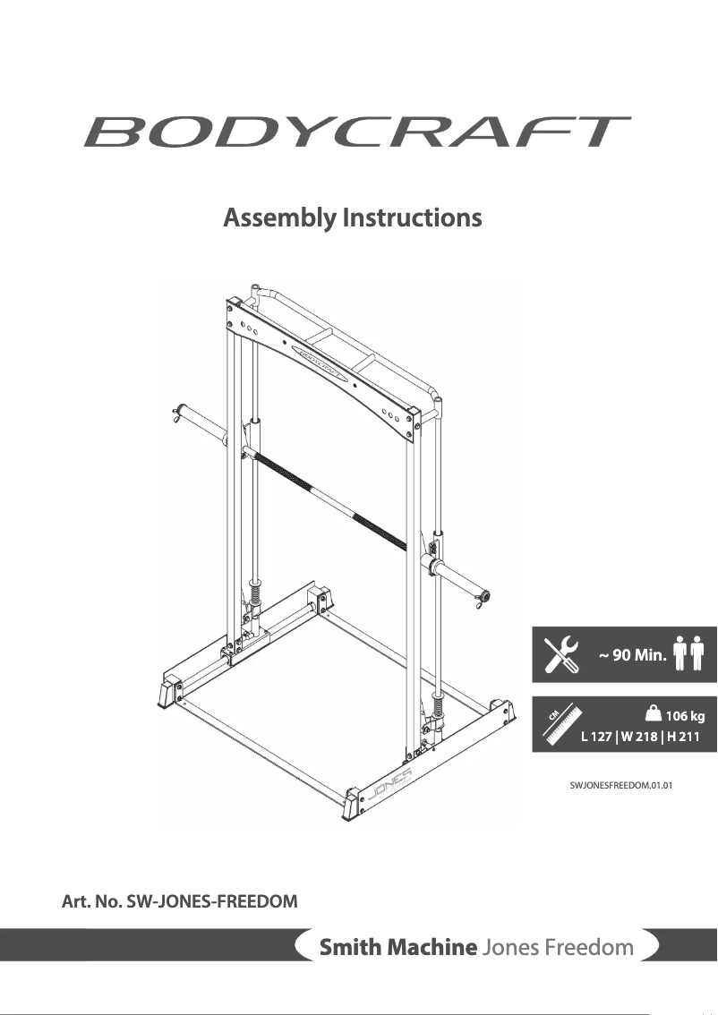 Page 1 de la notice Manuel utilisateur BodyCraft Smith Machine Jones Freedom