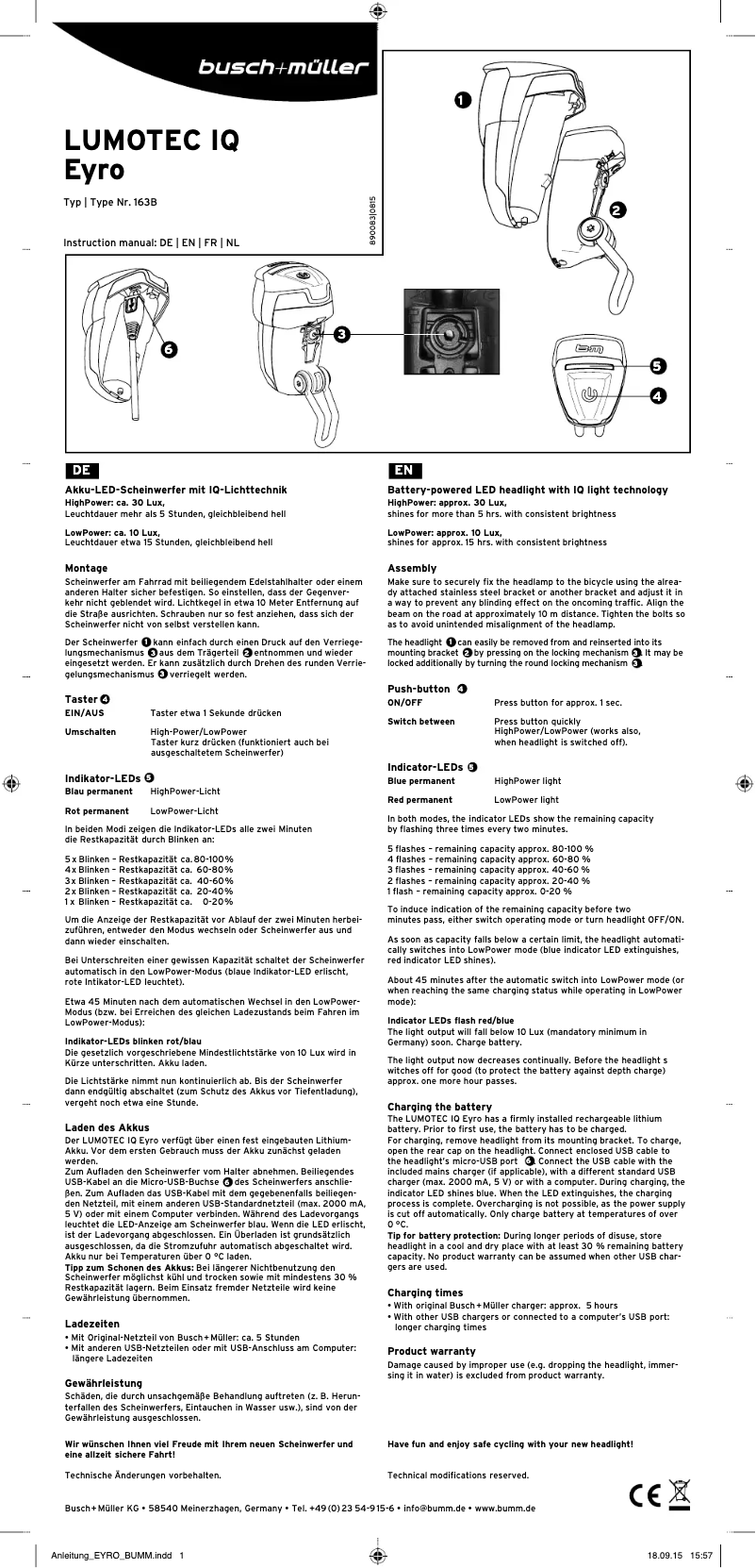 Image de la première page du manuel de l'appareil Lumotec IQ Eyro
