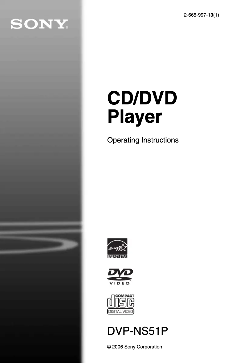 Page n°1 - Manuel utilisateur Sony DVP-NS501P