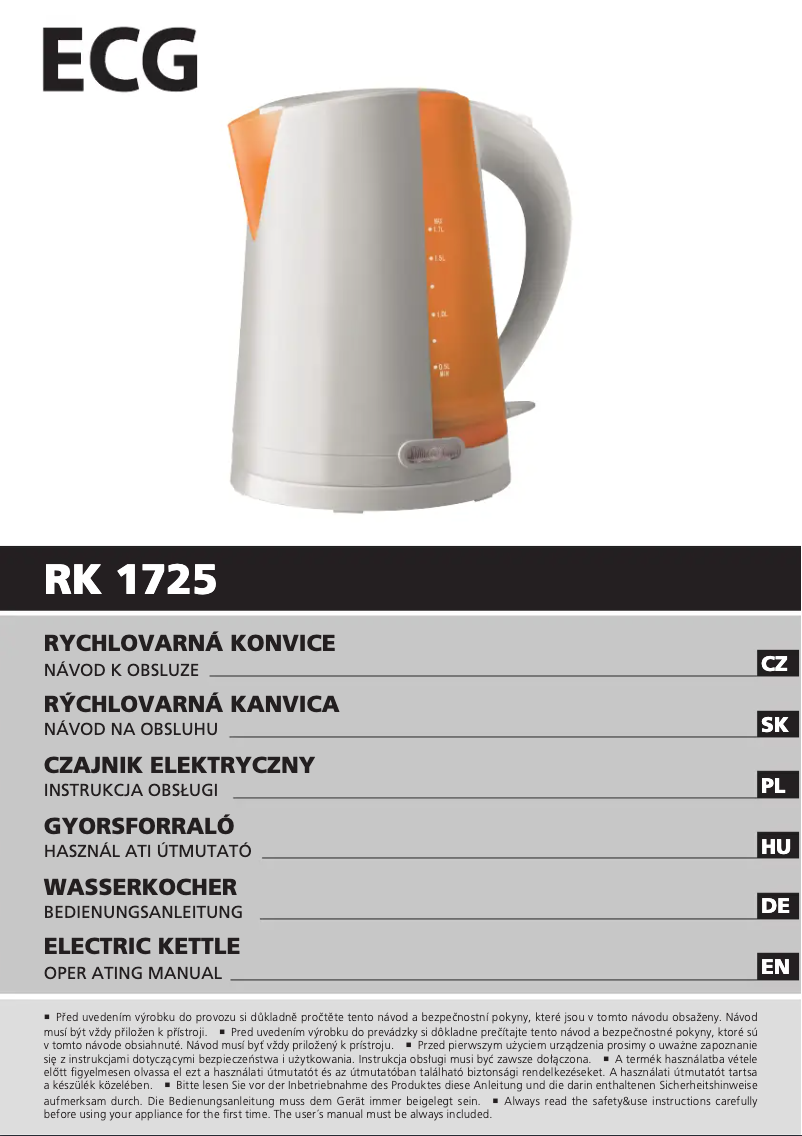 Page 1 of the manual User Manual ECG RK 1725