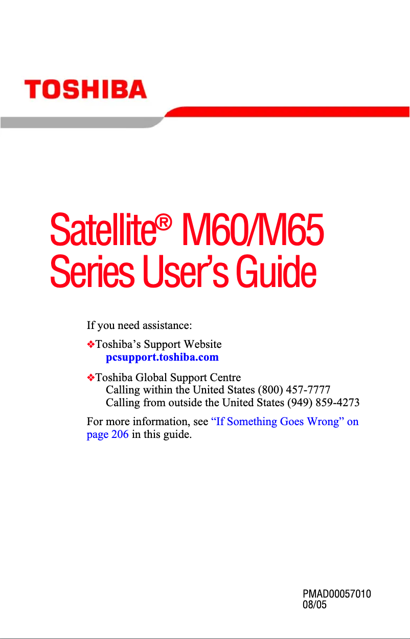 Page n°1 - Manuel utilisateur Toshiba Satellite M60