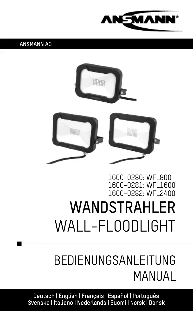 Page 1 de la notice Manuel utilisateur Ansmann WFL1600