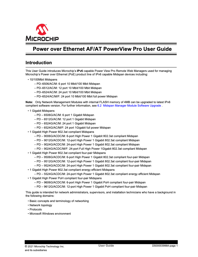 Page 1 de la notice Manuel utilisateur Microchip PD-9506G