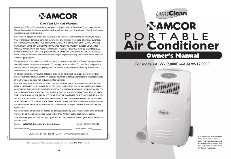 Imagen de la primera página del manual del dispositivo ALW12000E