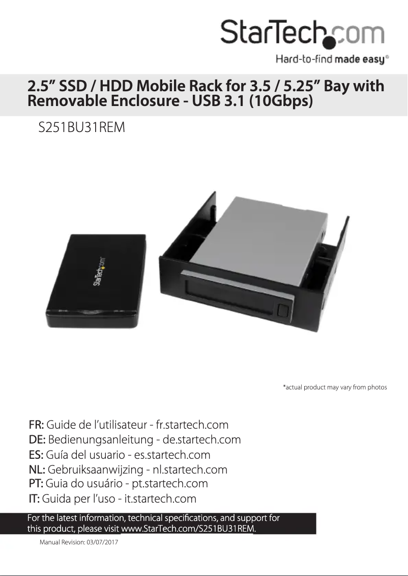 Page 1 de la notice Manuel utilisateur StarTech.com S251BU31REM