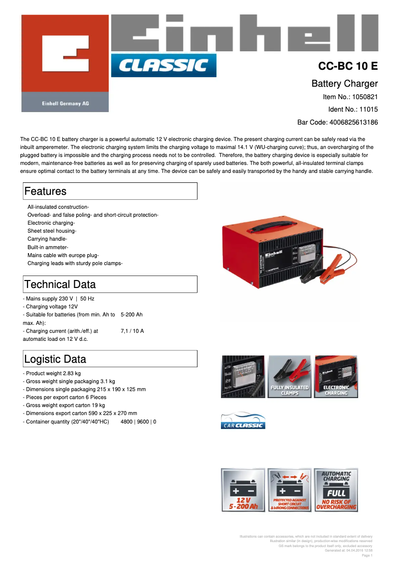 Image de la première page du manuel de l'appareil CC-BC 10 E