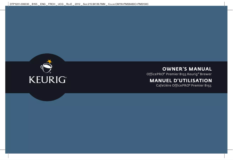 Page n°1 - Manuel utilisateur Keurig OfficePRO Premier B155