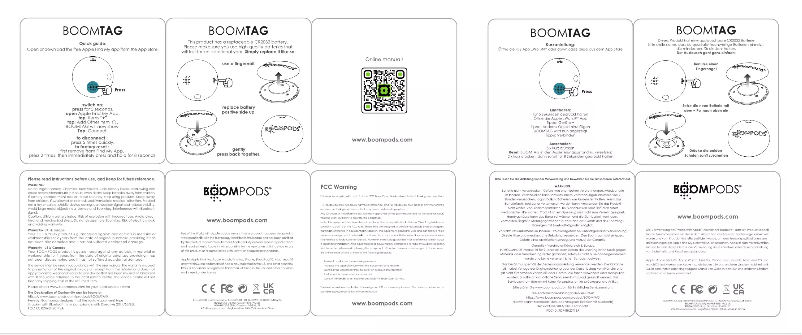 Image de la première page du manuel de l'appareil BOOMTAG