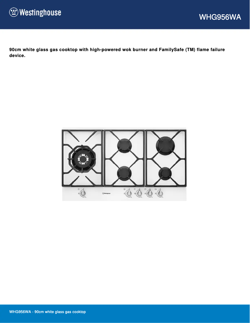 Page n°1 - Fiche technique Westinghouse WHG956WA