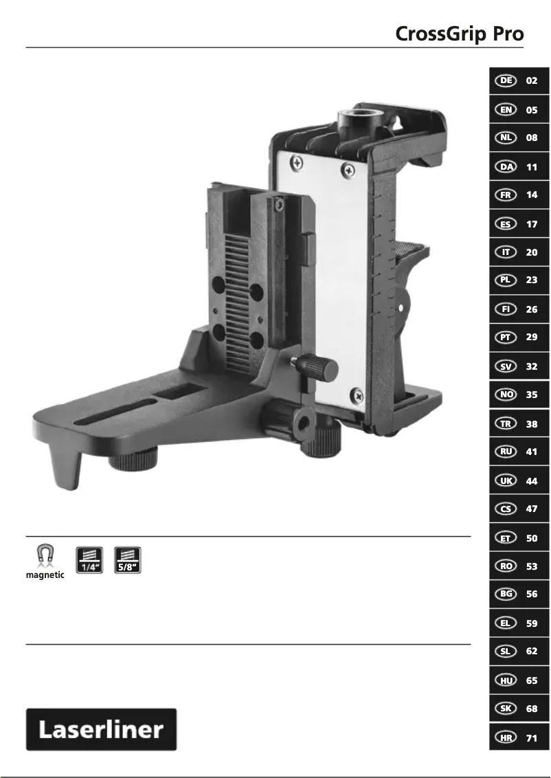 Image de la première page du manuel de l'appareil CrossGrip Pro