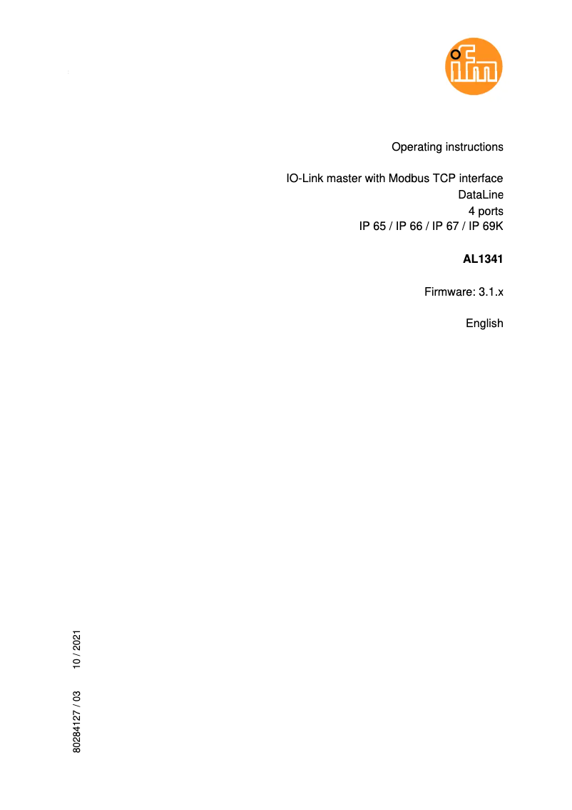 Page n°1 - Manuel utilisateur IFM AL1341