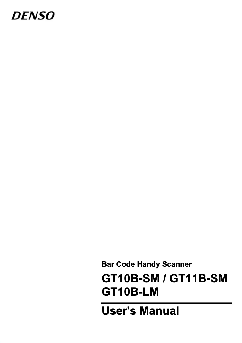 Page n°1 - Manuel utilisateur DENSO GT10B-SM