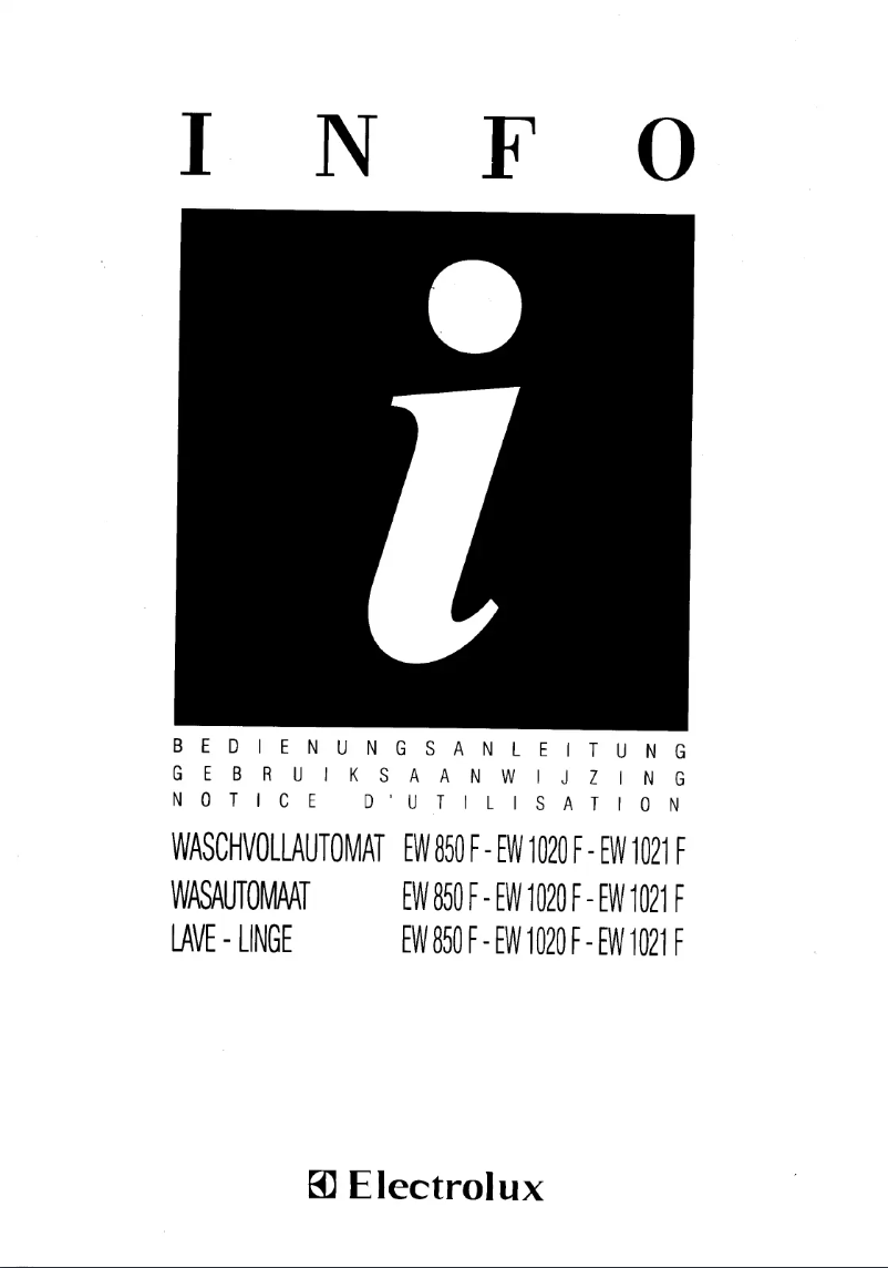 Page 1 de la notice Manuel utilisateur Electrolux EW850F