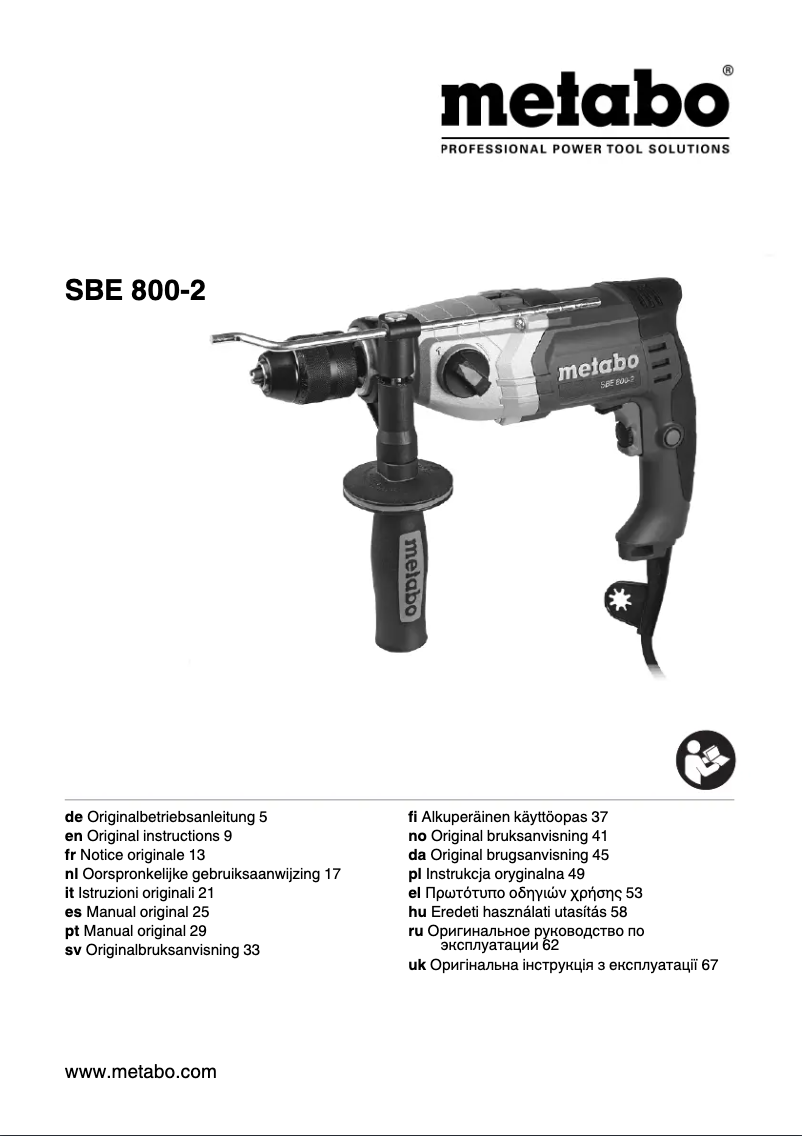 Página 1 del manual Manual de usuario Metabo SBE 800-2
