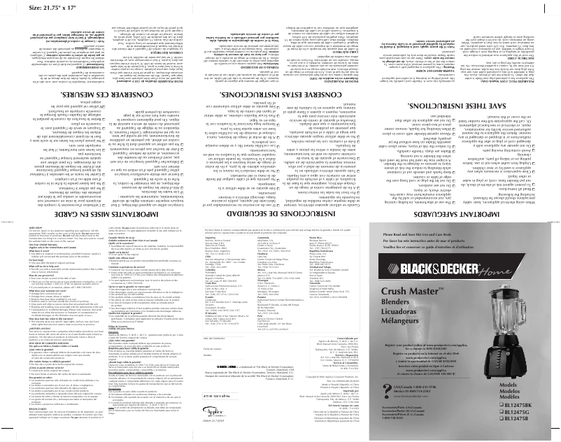 Page 1 de la notice Manuel utilisateur Black & Decker BL12475