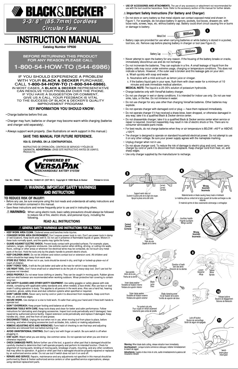 Page 1 de la notice Manuel utilisateur Black & Decker VP600U