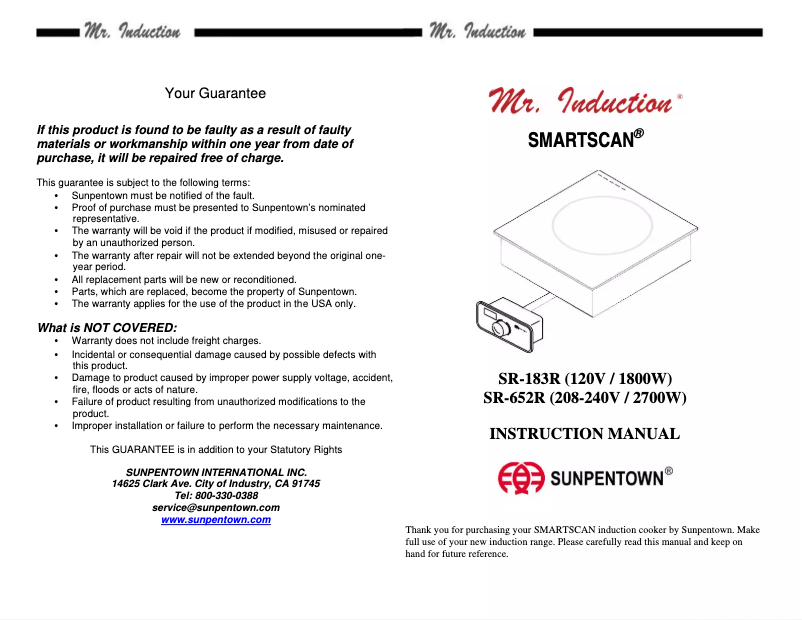 Page 1 de la notice Manuel utilisateur SPT SR-652R