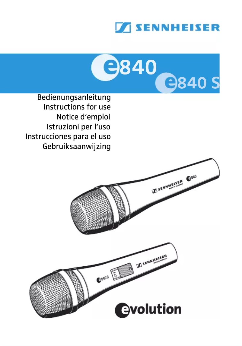 Page 1 de la notice Manuel utilisateur Sennheiser E840