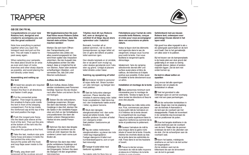 Image de la première page du manuel de l'appareil Trapper