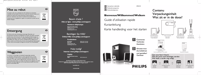 Page 1 de la notice Guide de démarrage rapide Philips SPA2310