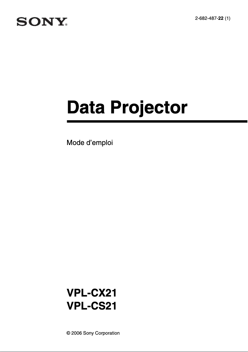 Page 1 de la notice Manuel utilisateur Sony VPL-CX21