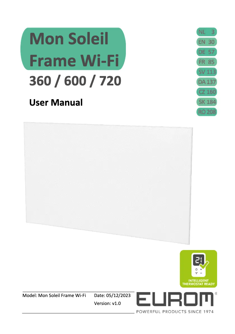 Page n°1 - Manuel utilisateur Eurom Mon Soleil Frame 600 Wifi