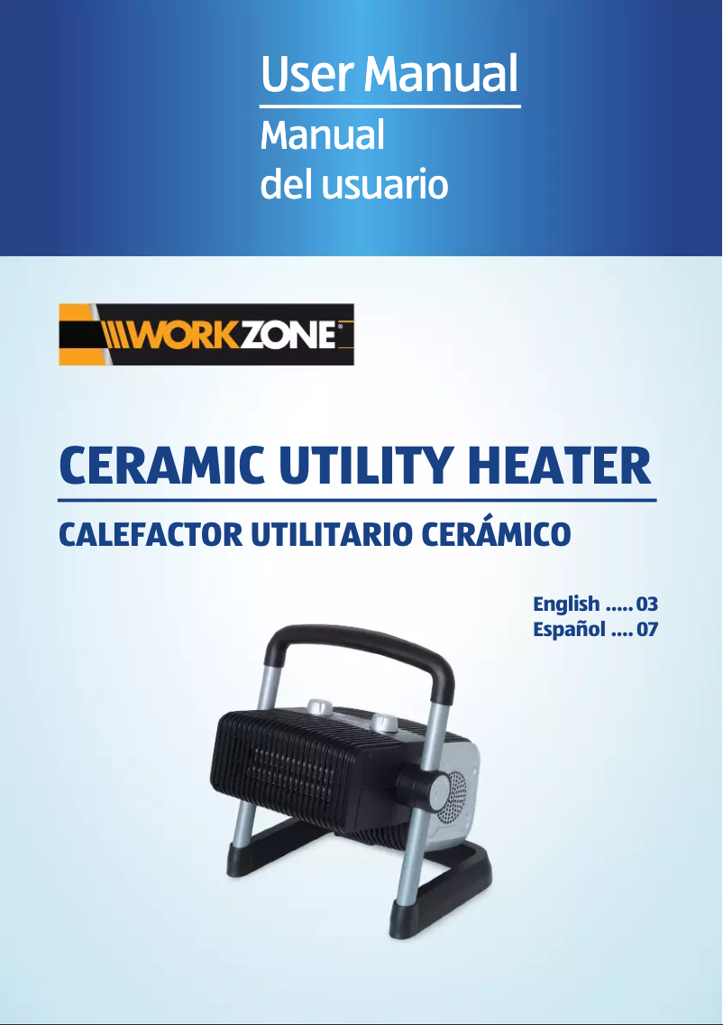 Page 1 de la notice Manuel utilisateur Workzone Ceramic Utility Heater UH-01
