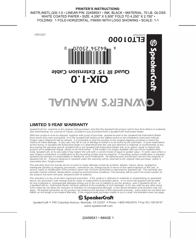 Image de la première page du manuel de l'appareil QIX-1.0