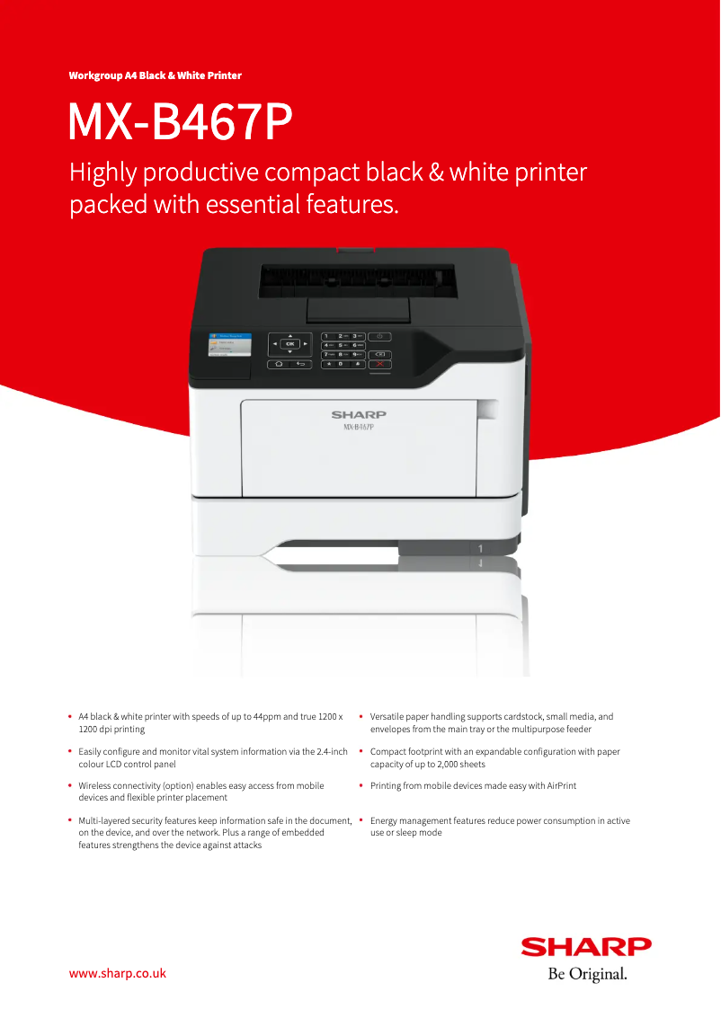 Page n°1 - Fiche technique Sharp MX-B467P