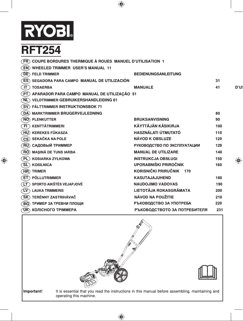Page 1 de la notice Manuel utilisateur RYOBI RFT254